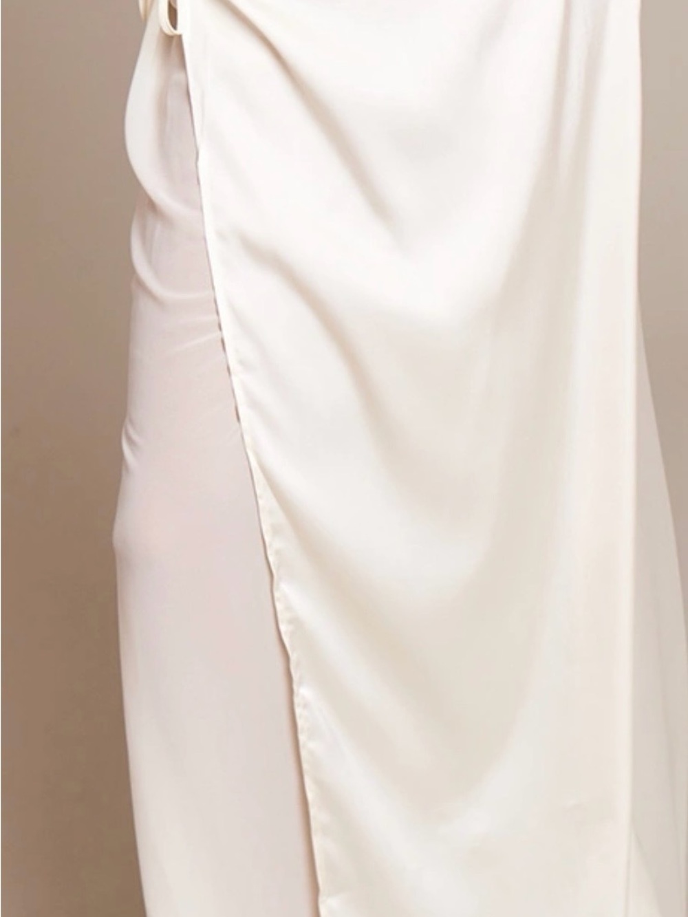 PrettyLittleThing Satin Side-Slit Slip Dress - Ivory Cream